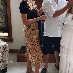 Nastygal gold spotted satin midi skirt